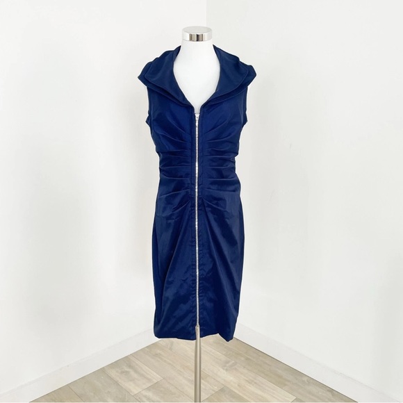 Joseph Ribkoff Navy Zip-Front Midi Dress - Picture 1 of 11
